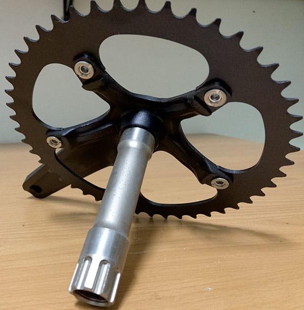 integrated crank with spindle connected to crank arm