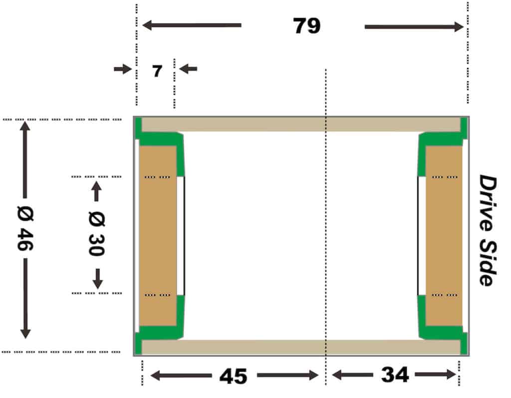 BBRight Press Fit Bottom Bracket Spec Diagram