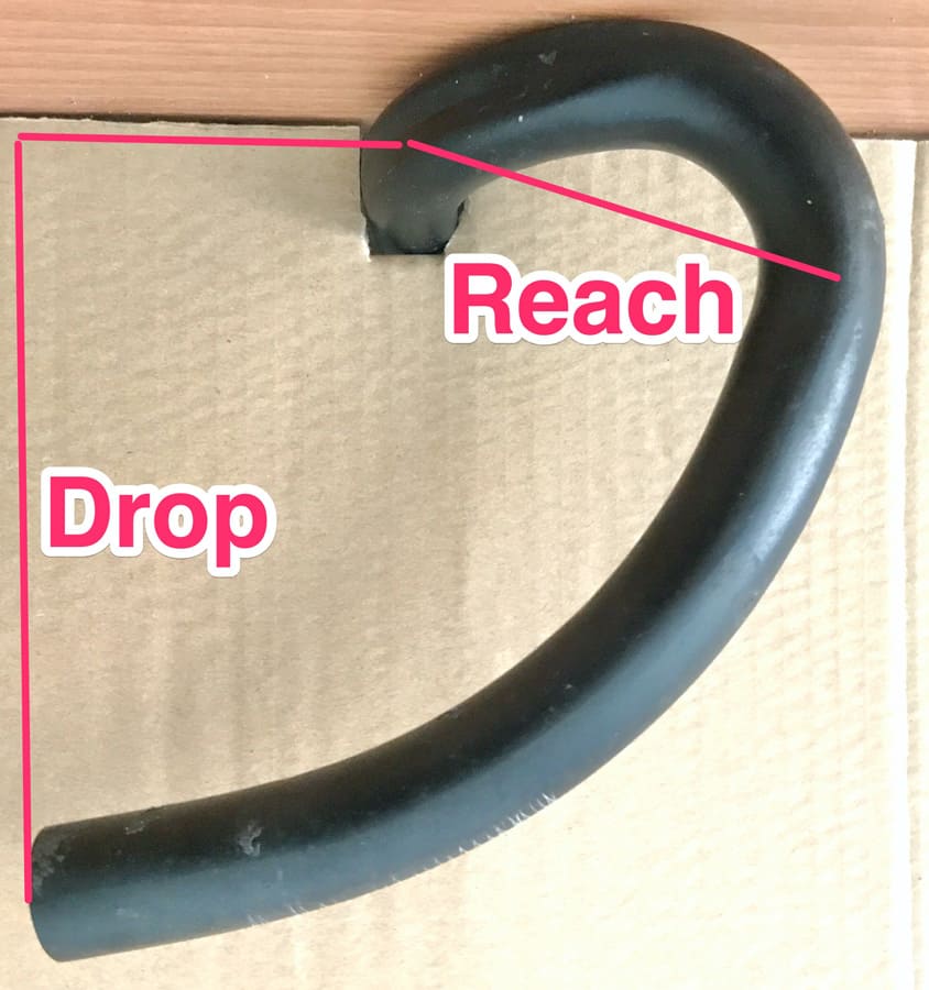 Handlebar drop and reach diagram