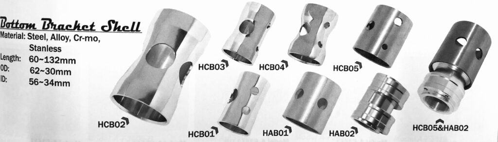 a range of bottom bracket shells