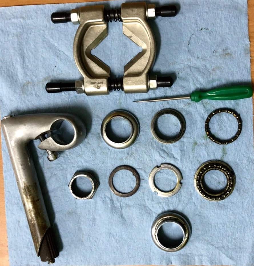 old threaded headset and stem parts